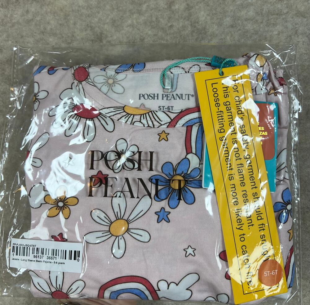 Posh Peanut Jessie Rainbow Daisy Bamboo Pajama Set Size 5/6 NEW